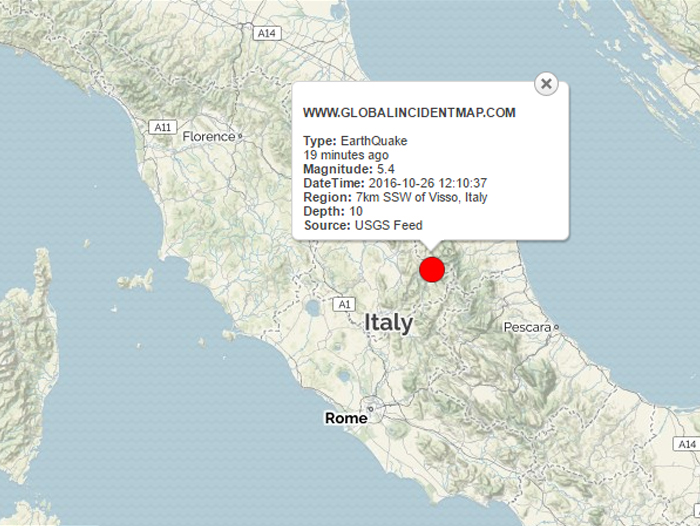 Cutremur Puternic Cu Magnitudinea De 5 4 In Italia Epicentrul Cutremurului LangÄƒ Castel Sant Angelo Sul Nera Macerata
